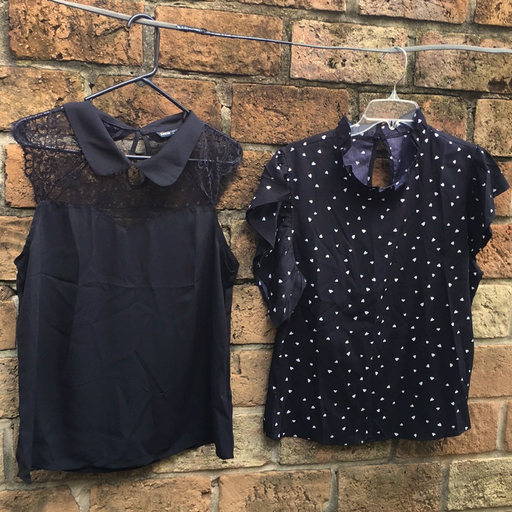 SHEIN BOGO Black Crop Sleeve Dress Blouses M
